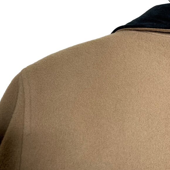 Flawed Anne Klein II Camel Coat Wool Black Velvet Collar Button Up Womens Size 6 - Picture 11 of 14